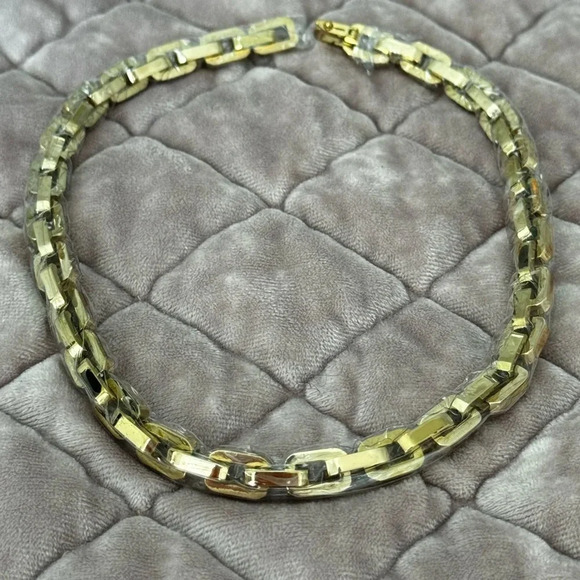 EDDIE BORGO 12k gold plate supra link necklace & dangle earrings designer set - Picture 3 of 8